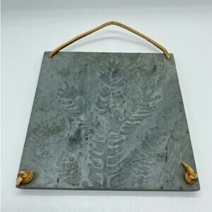 Fern etched slate art leather hanger signed D Dixon 1991